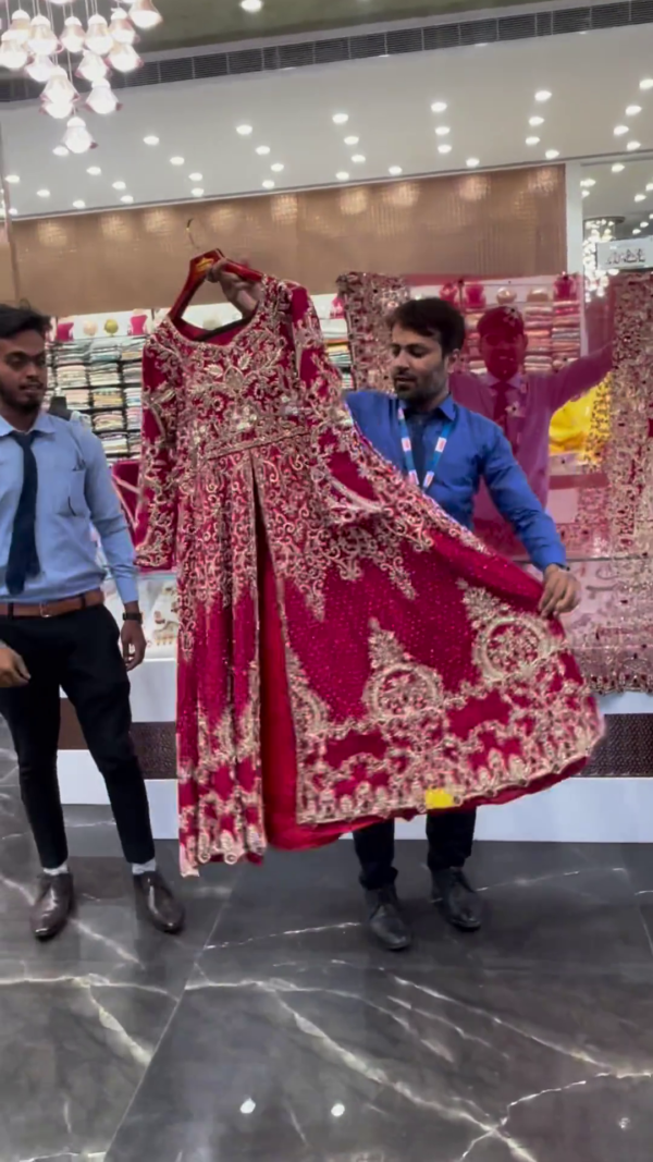 designer wedding long split anarkali with sharara
