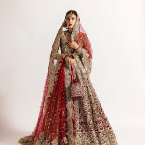 Red bridal lehenga with anarkali