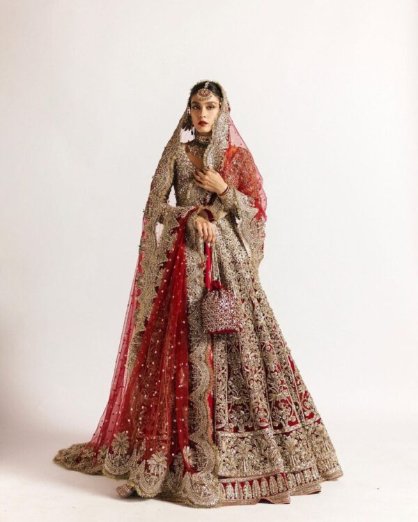 Red bridal lehenga with anarkali