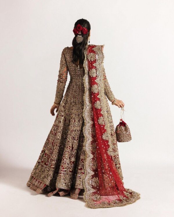 designer wedding long anarkali with lehenga