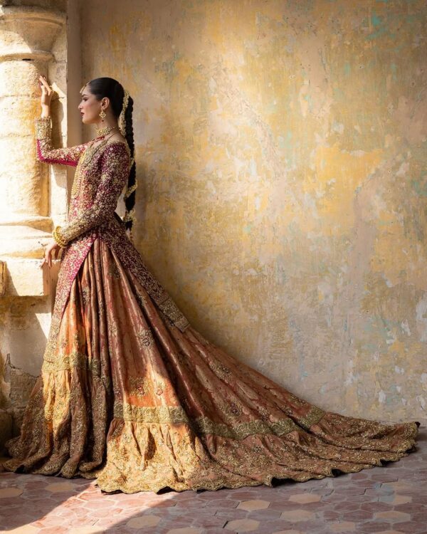 wedding long trail lehenga with kurti