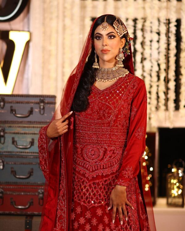 Red bridal lehenga with kurti designs