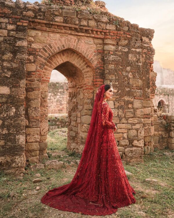 designer wedding long trail anarkali with jacket