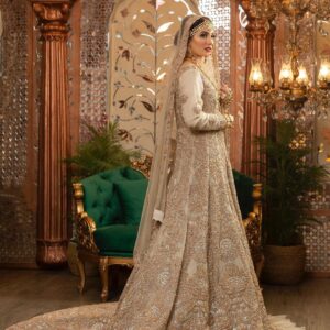 wedding long trail anarkali with lehenga