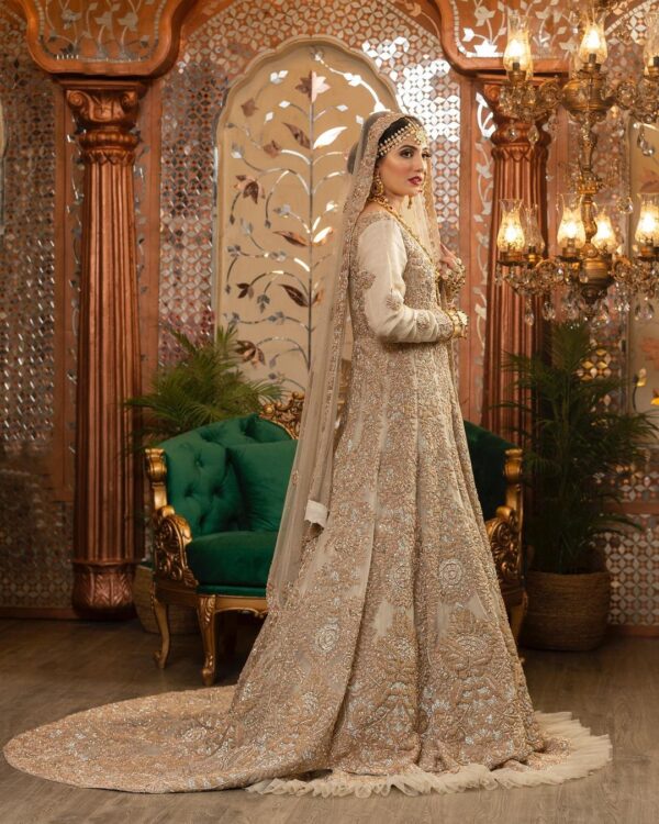 wedding long trail anarkali with lehenga