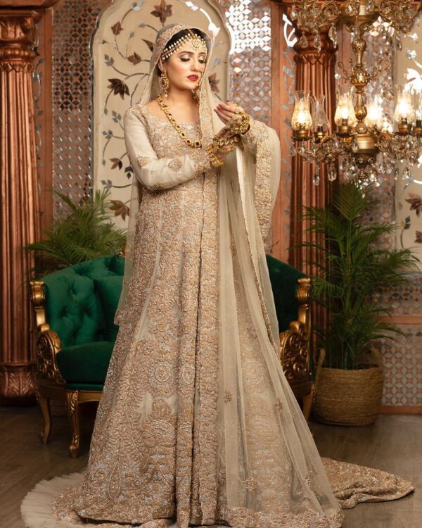 designer long trail anarkali with lehenga