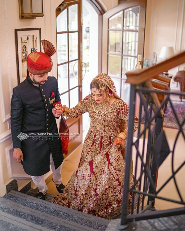 wedding red bridal gown with embroidery
