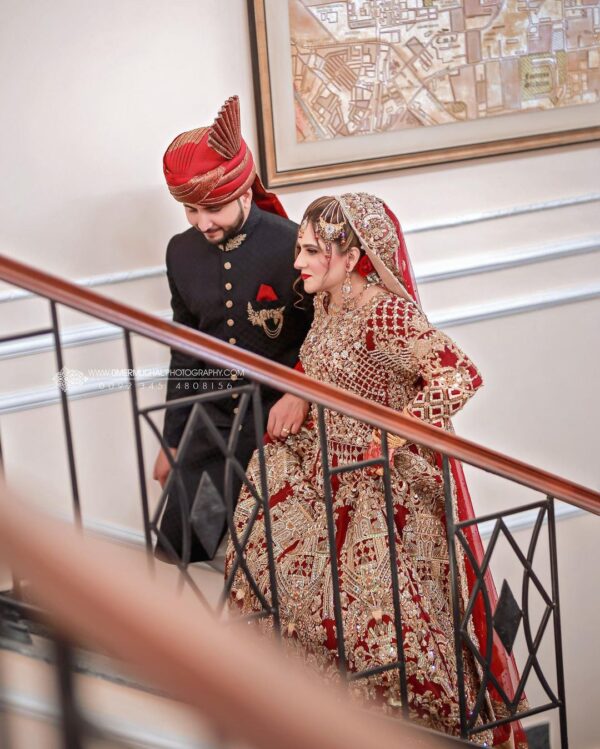 wedding red bridal gown with embroidery