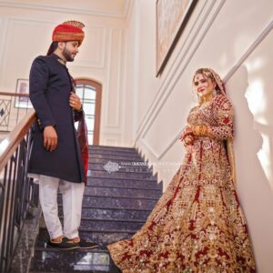 Pakistani bridal gown with embroidery