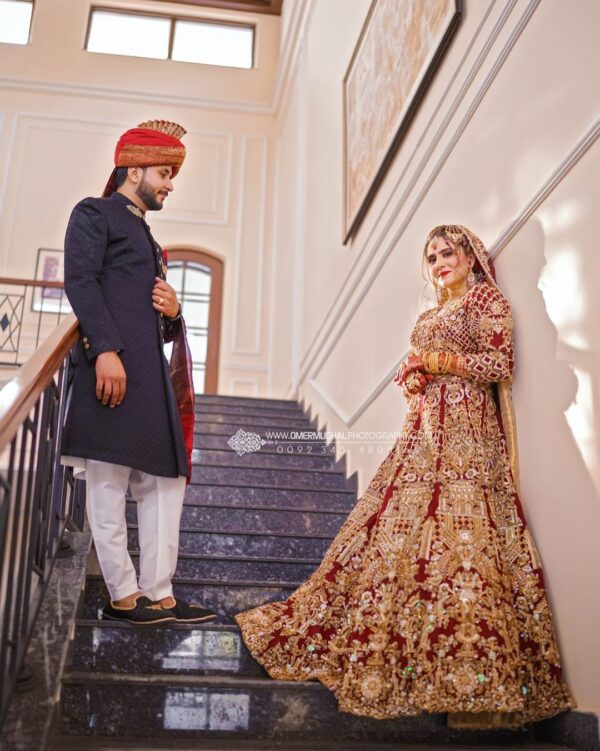 Pakistani bridal gown with embroidery