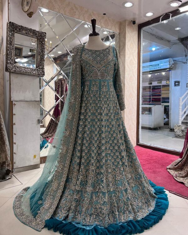 wedding long anarkali with embroidery