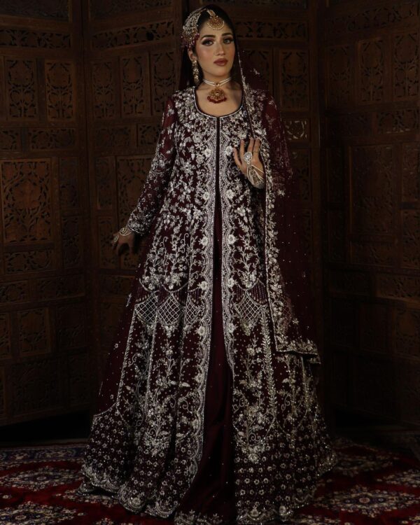 Designer long split anarkali with lehenga