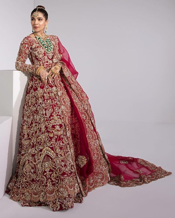 designer Pink anarkali with lehenga