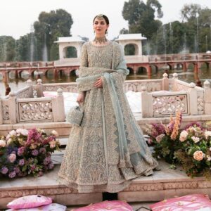 Designer wedding split anarkali with lehenga