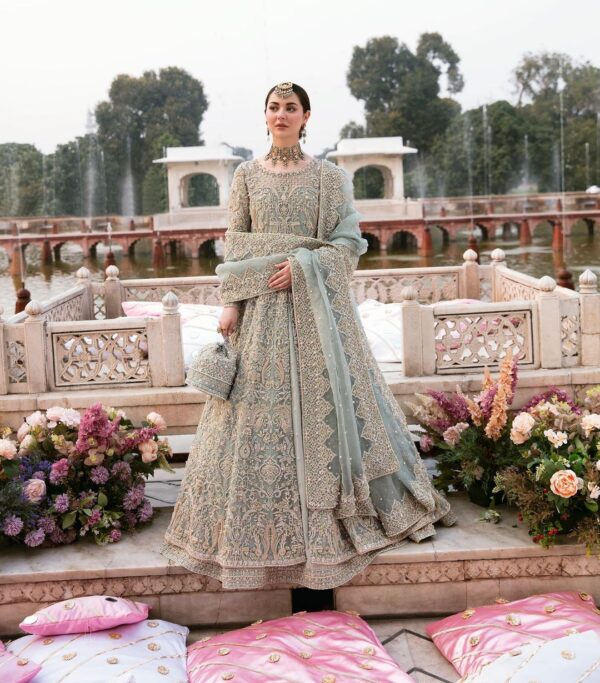 Designer wedding split anarkali with lehenga
