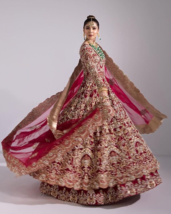 designer wedding Pink anarkali with lehenga