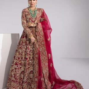 Pink designer anarkali with lehenga