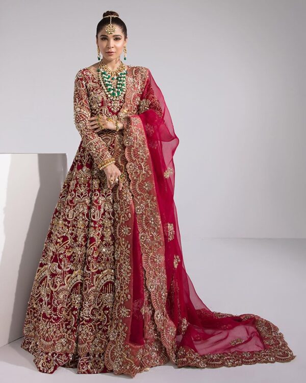 Pink designer anarkali with lehenga