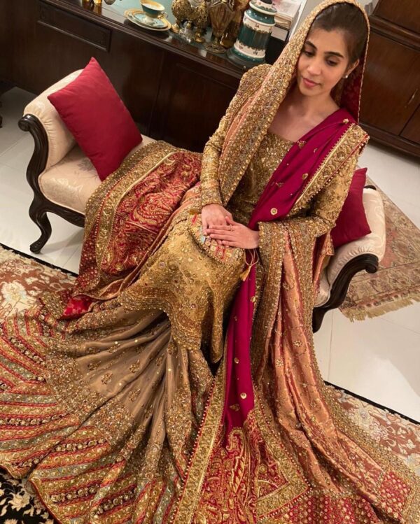 Designer wedding long trail lehenga with kurti