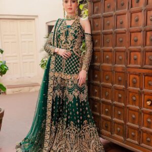 Green designer sharara with kurti