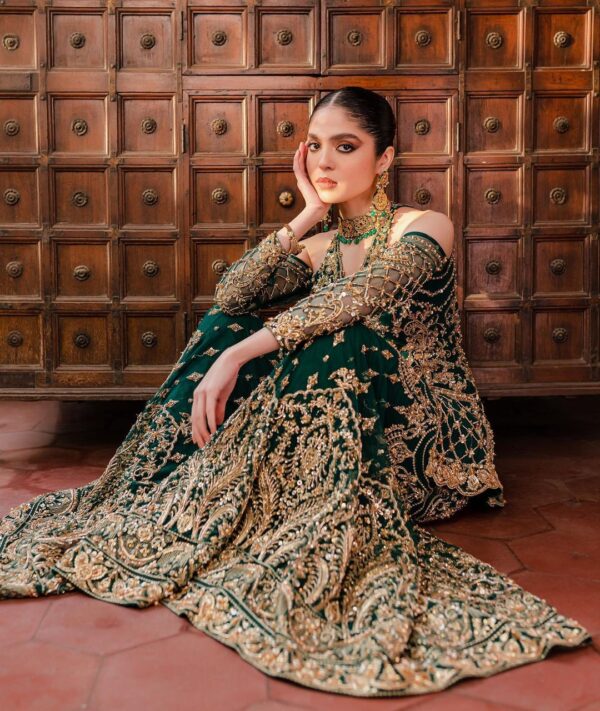 Designer green sharara suit
