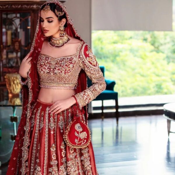 Designer red bridal lehenga choli