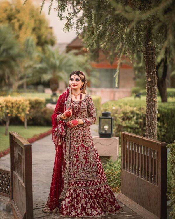 wedding designer maroon lehenga with kurti
