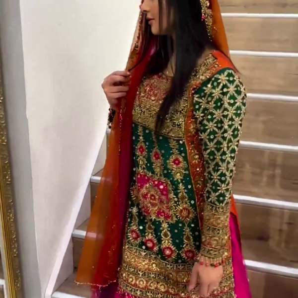 designer wedding long trail lehenga with kurti