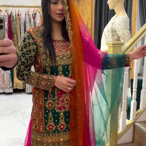 Designer wedding kurti with lehenga