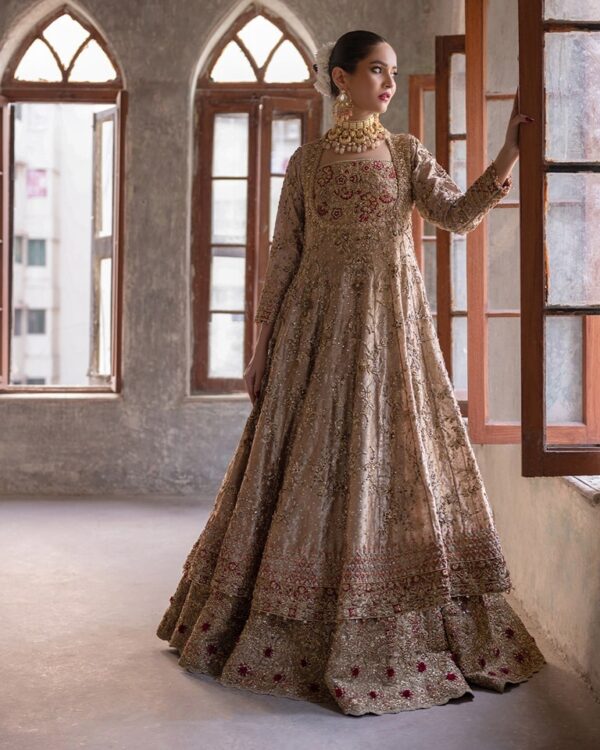 wedding long anarkali with lehenga