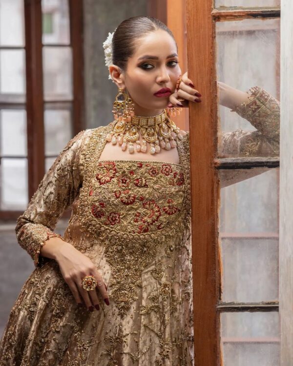 designer wedding long anarkali with lehenga