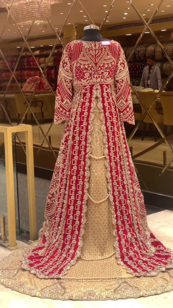 designer wedding long anarkali with lehenga