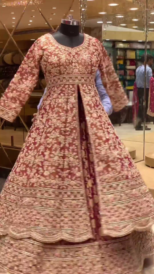 Designer wedding long split jacket with lehenga
