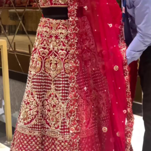 Red Bridal lehenga choli with embroidery