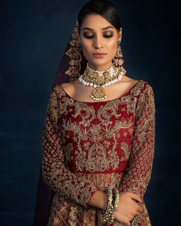 Designer wedding long split anarkali with lehenga