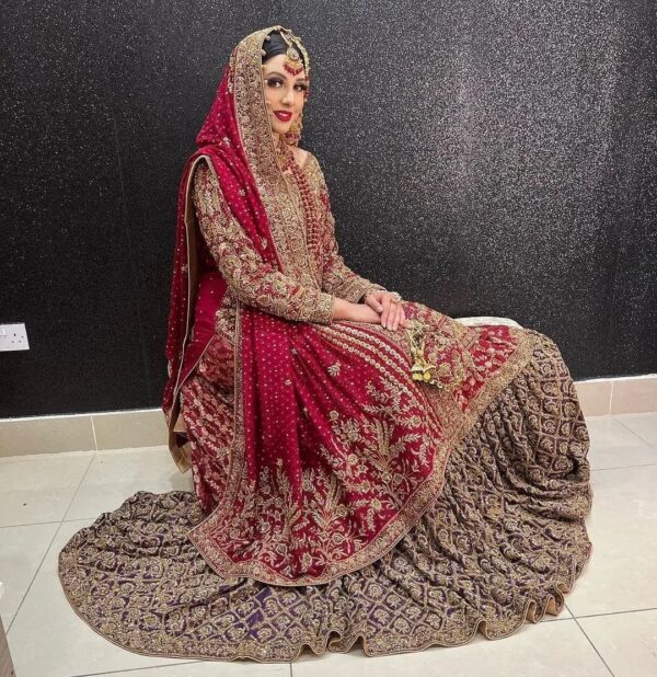 Designer wedding long trail lehenga with handwork
