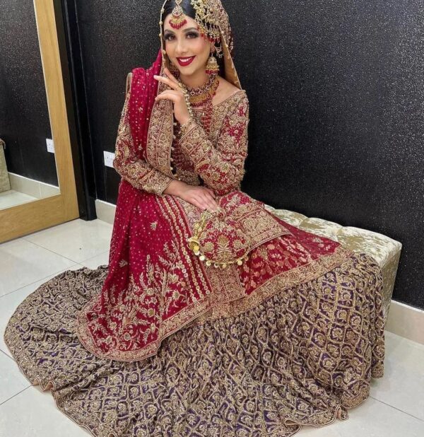 Designer pakistani wedding frill lehenga with kurti