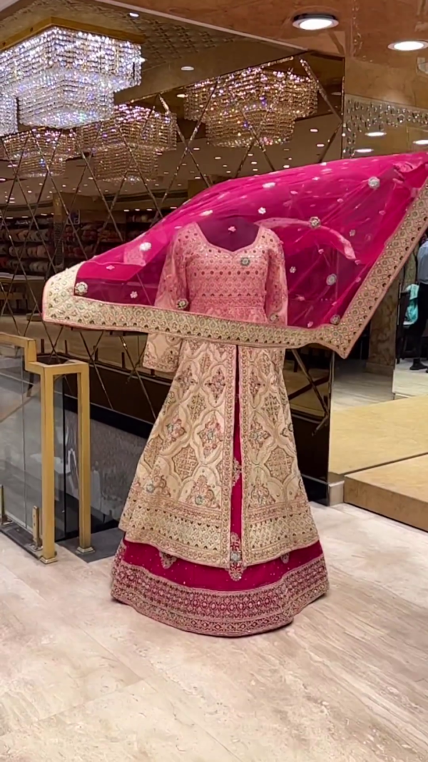 designer wedding anarkali with lehenga