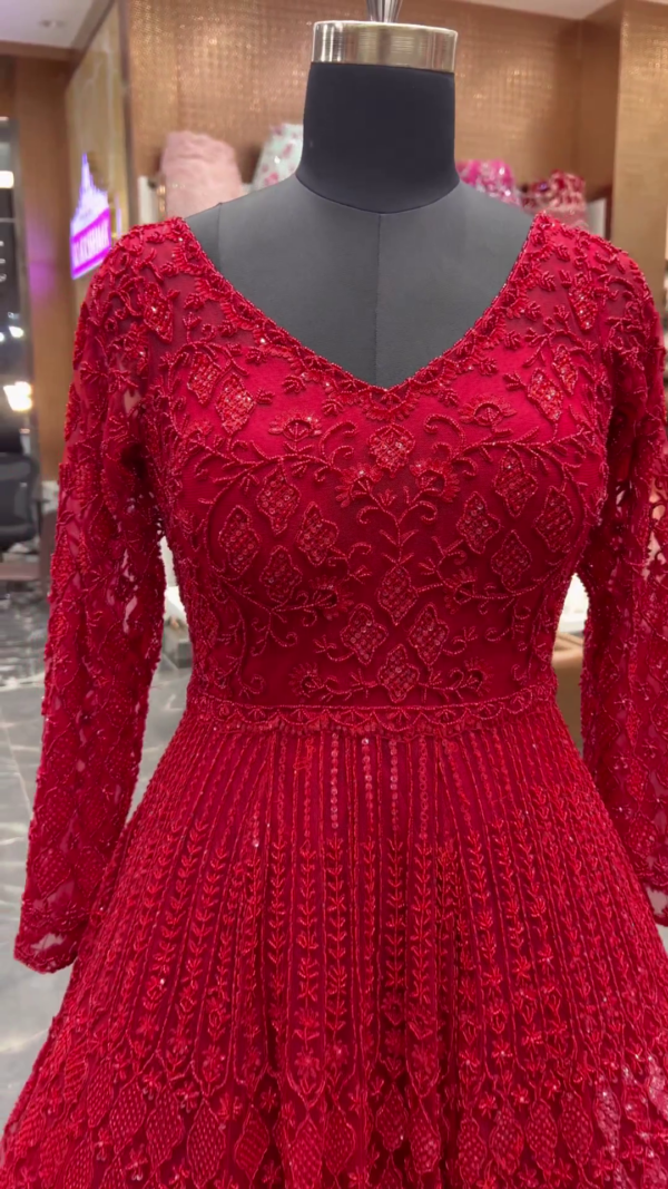 wedding red gown with embroidery