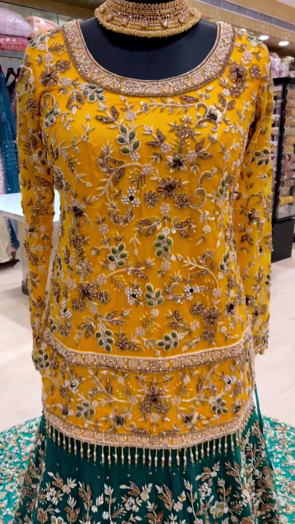 Designer wedding long trail lehenga with embroidery