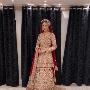 Designer wedding lehenga with embroidered peplum