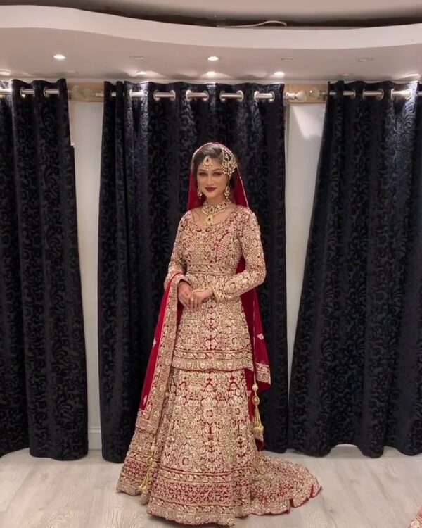 Designer wedding lehenga with embroidered peplum