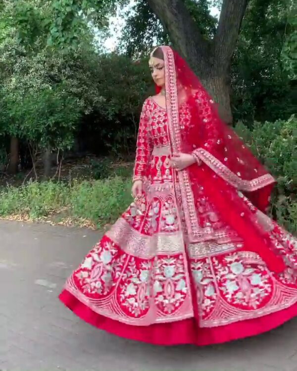 Pink designer wedding anarkali with lehenga