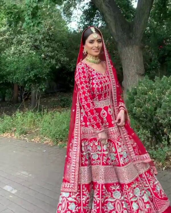 designer Pink wedding leehnga with anarkali