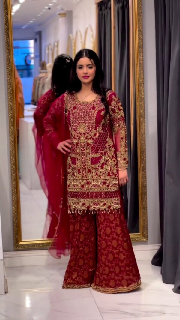 designer wedding sharara with embroidery