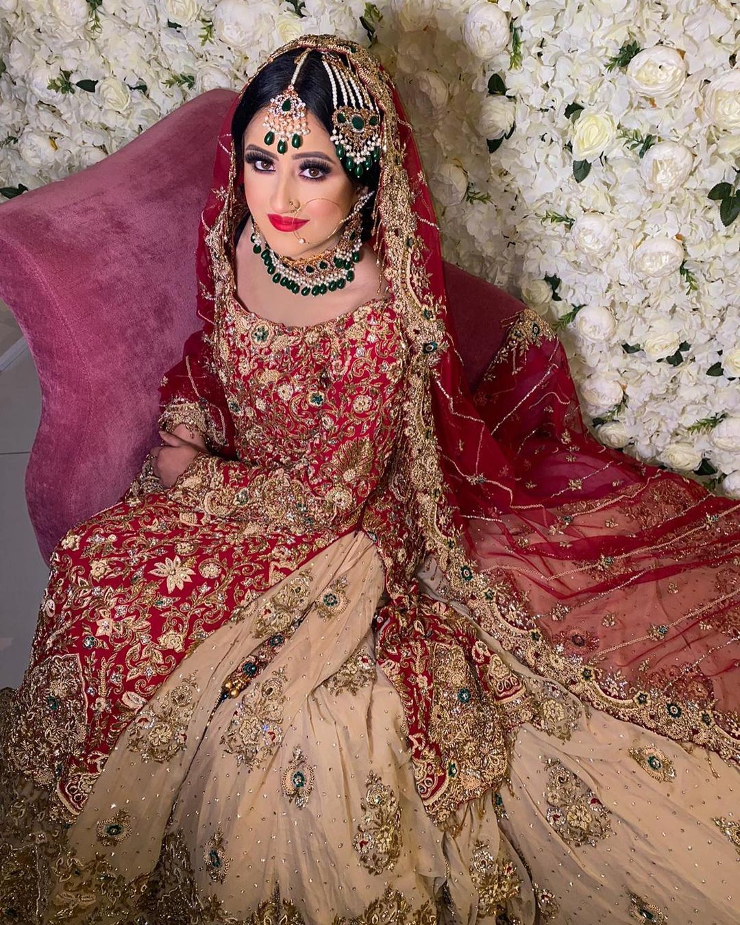 Heavy Red Golden Lehenga Choli for Indian Bridal Wear – Nameera by Farooq