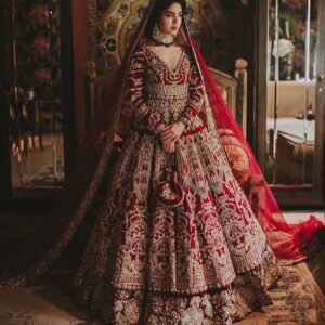 maroon designer anarkali with lehenga