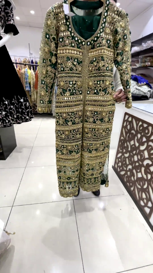 Green designer kurti with embroidery