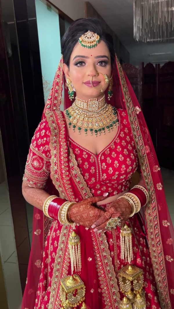 red designer bridal lehenga choli