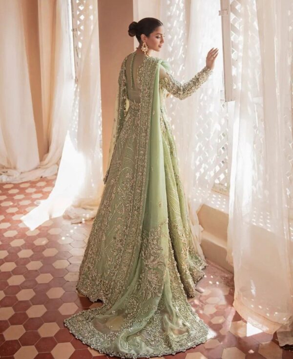 Designer wedding walima long anarkali with lehenga